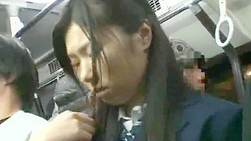 Japanese Schoolgirl Groped and Forced to wear nurse uniform on bus