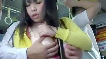 Japanese Schoolgirl Blowjob and Sex in Public Bus