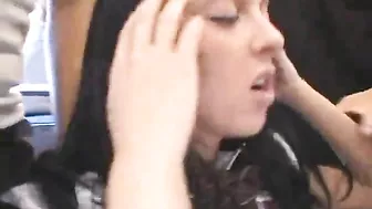 Japanese men grope brunette schoolgirl on bus in sexually explicit video