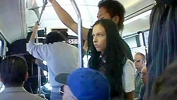 Japanese men grope brunette schoolgirl on bus in sexually explicit video