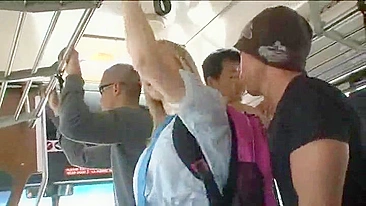 Japanese men grope American blonde schoolgirl on bus - Watch Now!