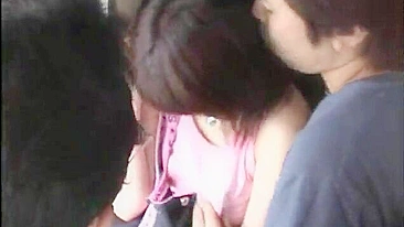 Gangbang in Public Transportation with Double Penetration of Cute Ass Girl