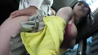 Busty Asian Girl Gets Fucked in Public on Bus, asian,  hairypussy,  blowjob,  bigtits