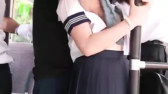 Schoolgirl Groped by Pervert on Public Bus in Japan