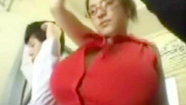Busty Passenger on Bus Can't Keep Hands Off Big Boobs