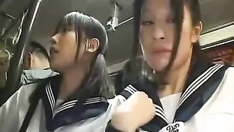 Japanese Dirty Boy Almost Gets Caught Harassing Two Schoolgirls in Elevator