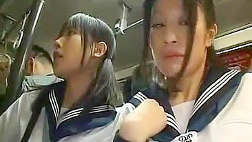 Japanese Dirty Boy Almost Gets Caught Harassing Two Schoolgirls in Elevator