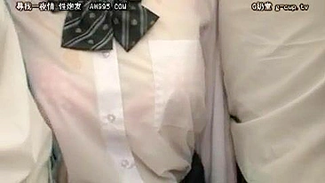 Japanese Teen in Bus Gets Rubbed by Stranger's Erected Cock