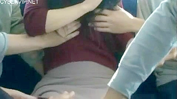 Perverted Bus Passengers Groping in Public on Poor Asian Milf's Day