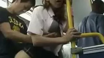 Blonde Schoolgirl Groped and Fucked in the Bus