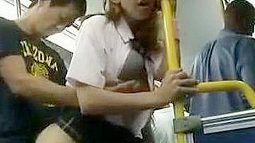 Blonde Schoolgirl Groped and Fucked in the Bus