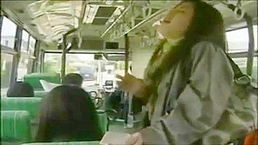 Two Japanese Girls Grope Each Other's Pussies on Public bus