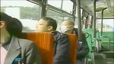 Two Japanese Girls Grope Each Other's Pussies on Public bus