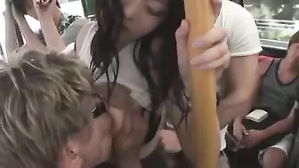 Busty Asian MILF Groped and Assaulted by Group of Horny Maniacs in Public Bus