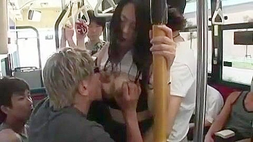 Busty Asian MILF Groped and Assaulted by Group of Horny Maniacs in Public Bus