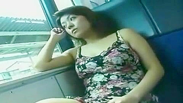 Japanese Housewife's Public Exposure by Train Maniacs in Broad Daylight, Boobs and Sexual Acts