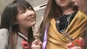 Two Schoolgirls Assault Milf Woman In Public Bus