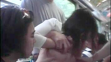 Groped on crowded bus, milf struggles against pervs