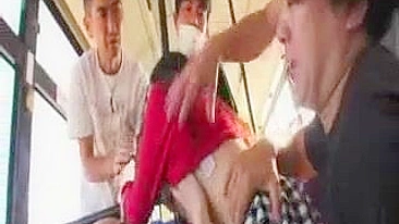 Japanese Schoolgirl Gets Blowjob in Public Bus and Embarrassed, asian, public, bus, humiliation