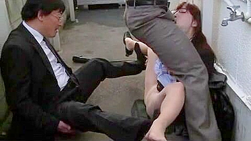 2 Perverts Taking turns in alley over poor business Milf Uchimura Rina after they swooped in public bus