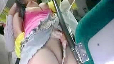 Busty Japanese teen gets fucked in public train amid stress