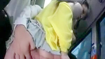 Busty Japanese teen gets fucked in public train amid stress