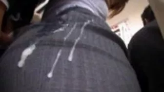 Japanese Bus Scene - Hot Office lady Groped and Covered in Cum