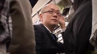 Japanese Bus Scene - Hot Office lady Groped and Covered in Cum