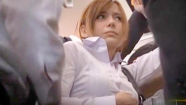 Japanese Bus Scene - Hot Office lady Groped and Covered in Cum