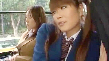 Japanese Teen Schoolgirl in Public Bus