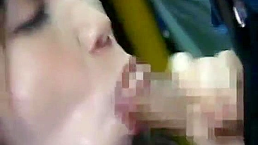 Japanese MILF groped in crowded bus, gets facial