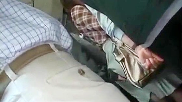 Japanese MILF groped in crowded bus, gets facial