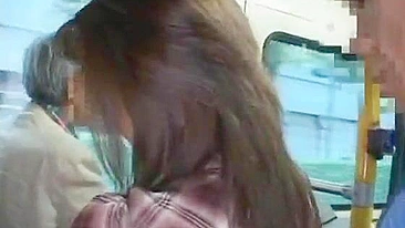 Japanese MILF groped in crowded bus, gets facial