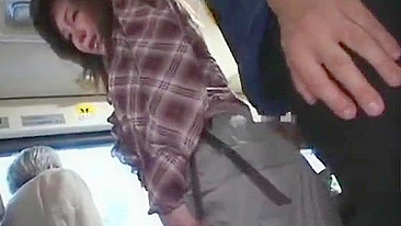 Japanese MILF groped in crowded bus, gets facial