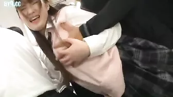 Pervert Assaults Cute Schoolgirl in Crowded Public Bus in Japan