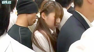 Pervert Assaults Cute Schoolgirl in Crowded Public Bus in Japan