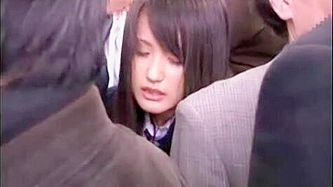 Japanese Schoolgirl Groped by Old perv in Bus