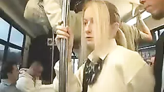 Blonde in Danger on Public Train Ride