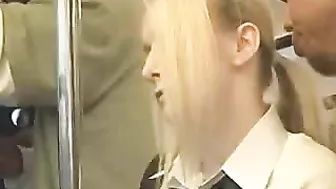 Blonde in Danger on Public Train Ride