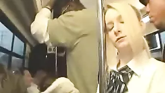 Blonde in Danger on Public Train Ride