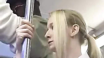 Blonde in Danger on Public Train Ride
