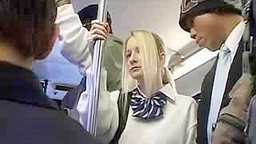 Blonde in Danger on Public Train Ride