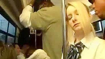 Blonde in Danger on Public Train Ride