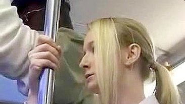 Blonde in Danger on Public Train Ride