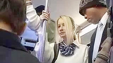 Blonde in Danger on Public Train Ride