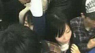 Schoolgirl Groped by Stranger on Crowded Train, Highly-Viewed Voyeur Video Features Asian Official Lady and Blowjob Sex Acts.