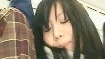 Schoolgirl Groped by Stranger on Crowded Train, Highly-Viewed Voyeur Video Features Asian Official Lady and Blowjob Sex Acts.
