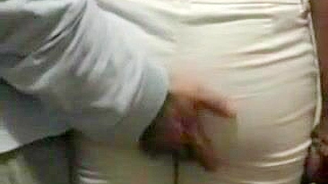 Rubbing Stiff Cock Against Latina Ass In Bus and Grope Her Butt