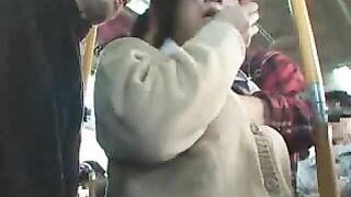 Teen Cumshot and Creampie in Bus with Shy Schoolgirl