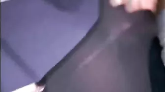 Japanese Girl in Black Pantyhose Nylon Sex on Bus